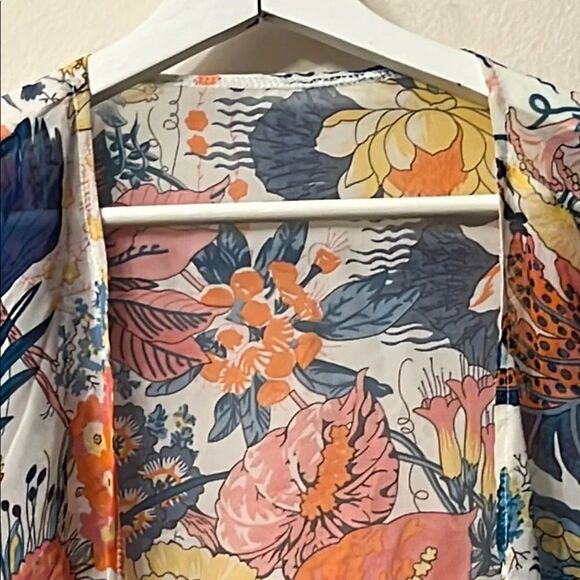 Source Unknown Blue and Orange Swim Coverup Kimono 335 - Picture 5 of 9